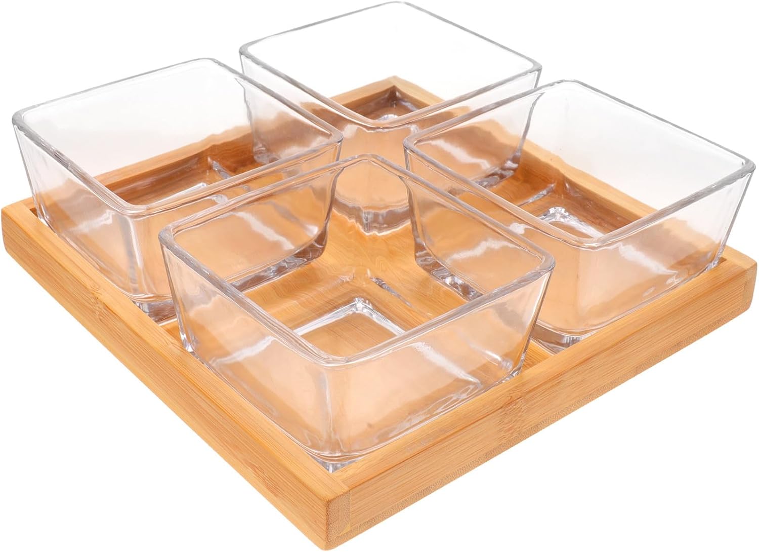 Glass Snack Bowls and Serving Tray, 4-compartment Divided Fruit and Snack Plate, Household Food Storage Dish for Entertaining and Party Use