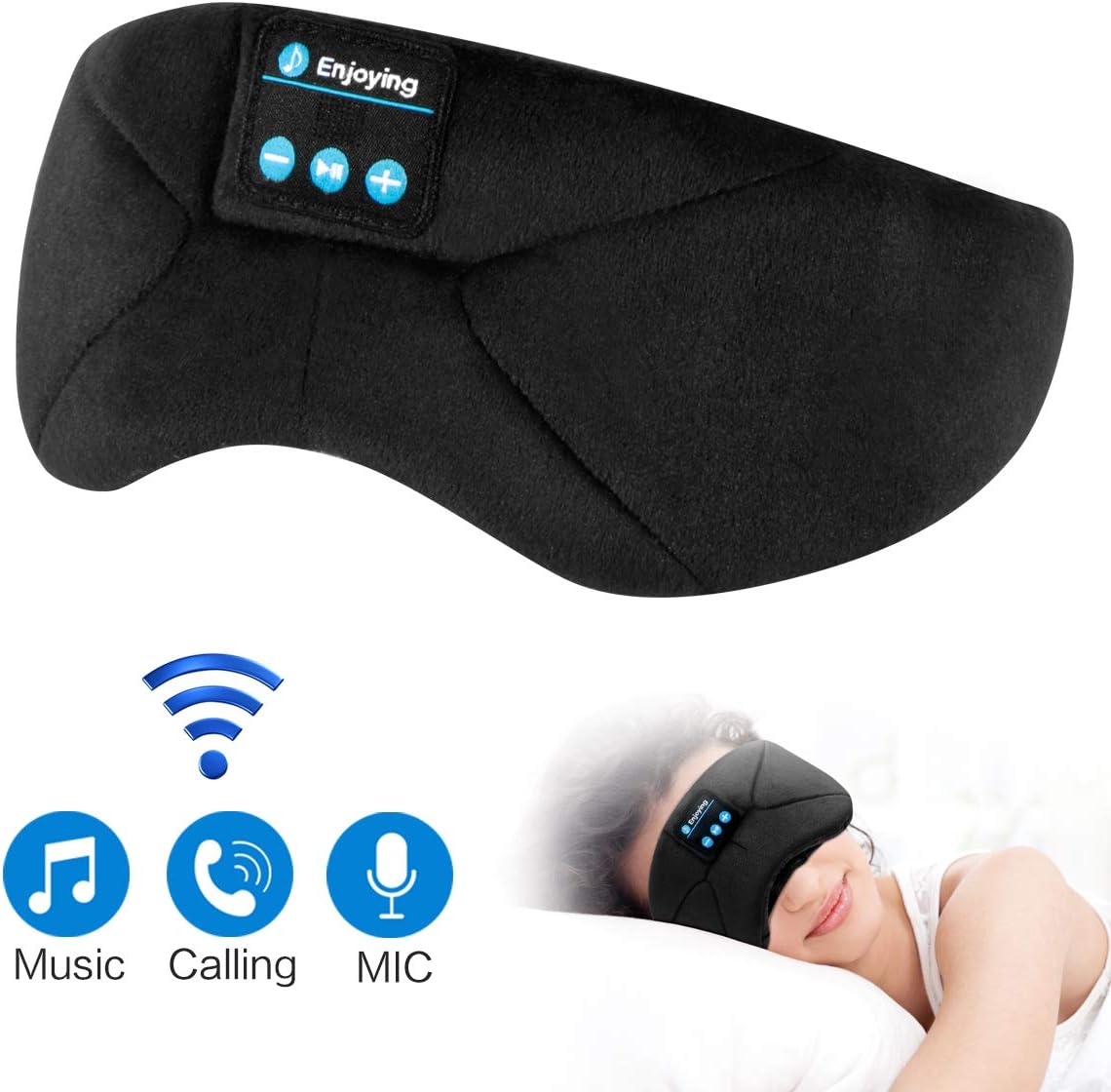 Sleep Headphones Bluetooth Eye Mask for Sleeping, Wireless Sleeping Mask, Christmas Stocking Stuffers Electronics Gift for Women Men Kid Teenage