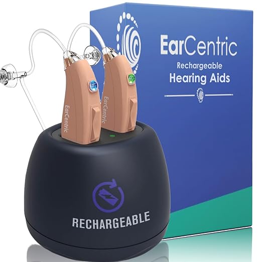 EarCentric EasyCharge Rechargeable Hearing Aids Pair for Seniors