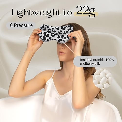 Miniatura 9 de ZIMASILK - Antifaz 100% de seda natural para dormir, antifaz elástico cubierto de seda, ajustable, antifaz para suave y terso para dormir