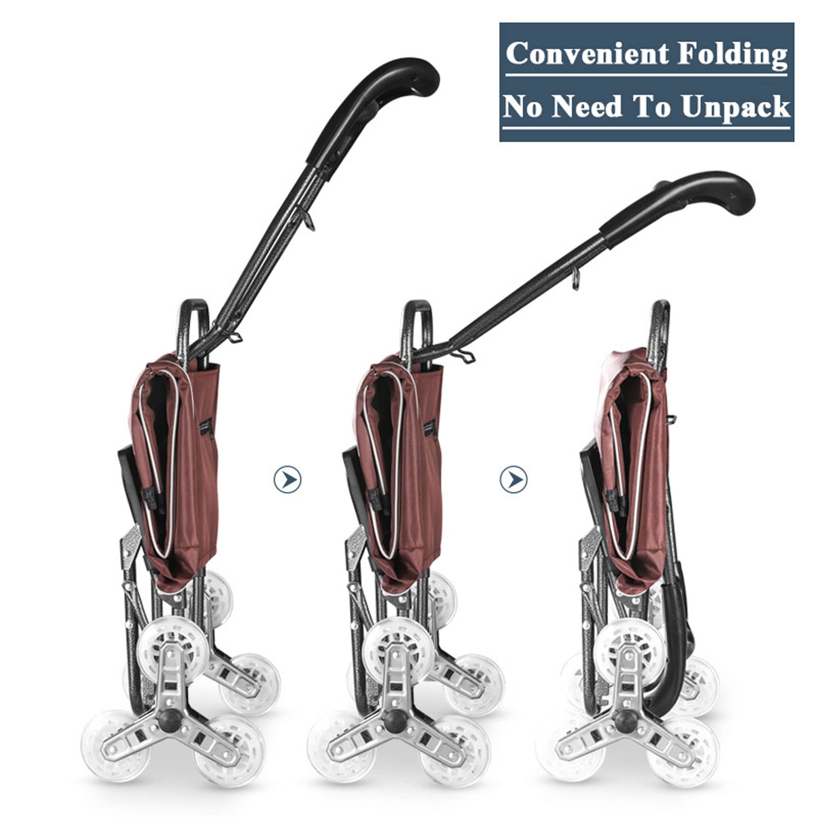 Carrello per la spesa per salire le scale, resistente, impermeabile, con striscia di sicurezza riflettente, portatile, durevole, ideale per shopping e commissioni
