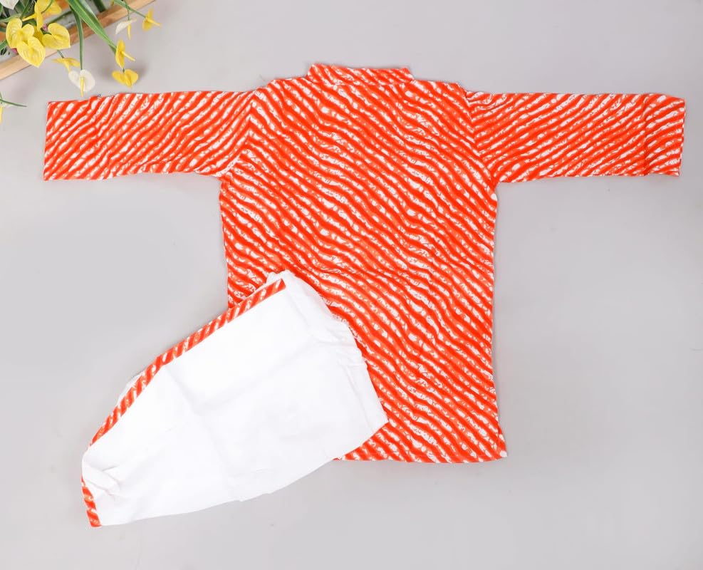 Image of Presents Stylish Festive Leheriya Print Kurta Dhoti Set for Boys /Dhoti Kurta Set For Kids