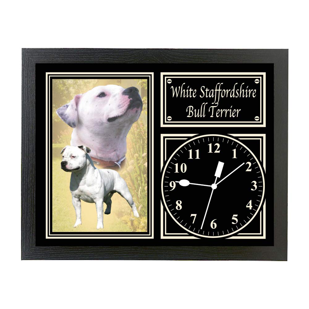 Personalised Gift Products White Staffordshire Bull Terrier Dog Breed Gift Clock