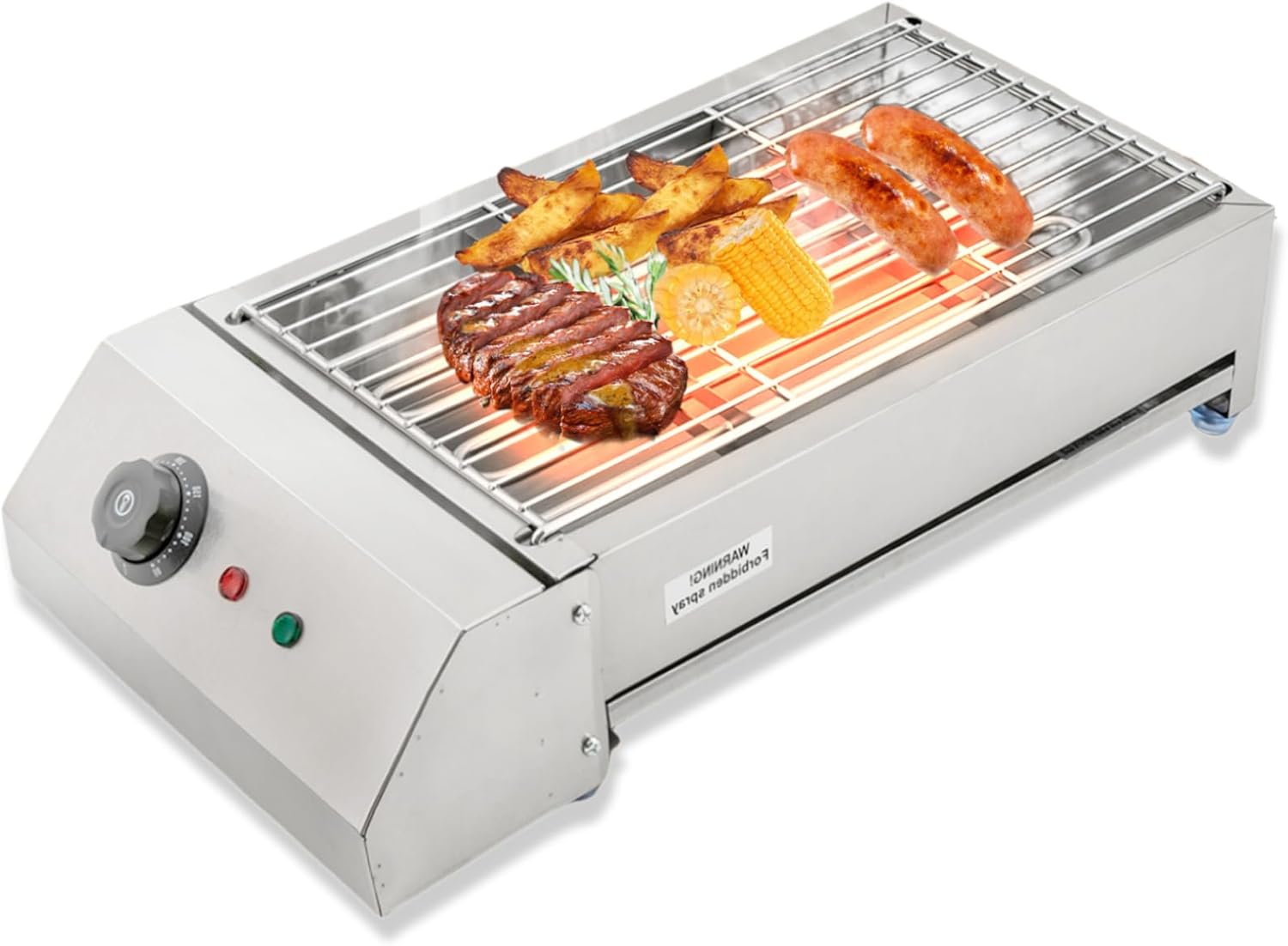 Electric Barbecue Grill, 21" Tabletop Griddle 1800W Stainless Steel Portable BBQ Grill 110V Commercial Smokeless Oven Grill with Temperature Control for Party