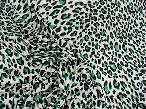 Luxurious Green and Black Cheetah Print DTY Spandex Stretch Fabric - Versatile Apparel Material for Fashion Designers