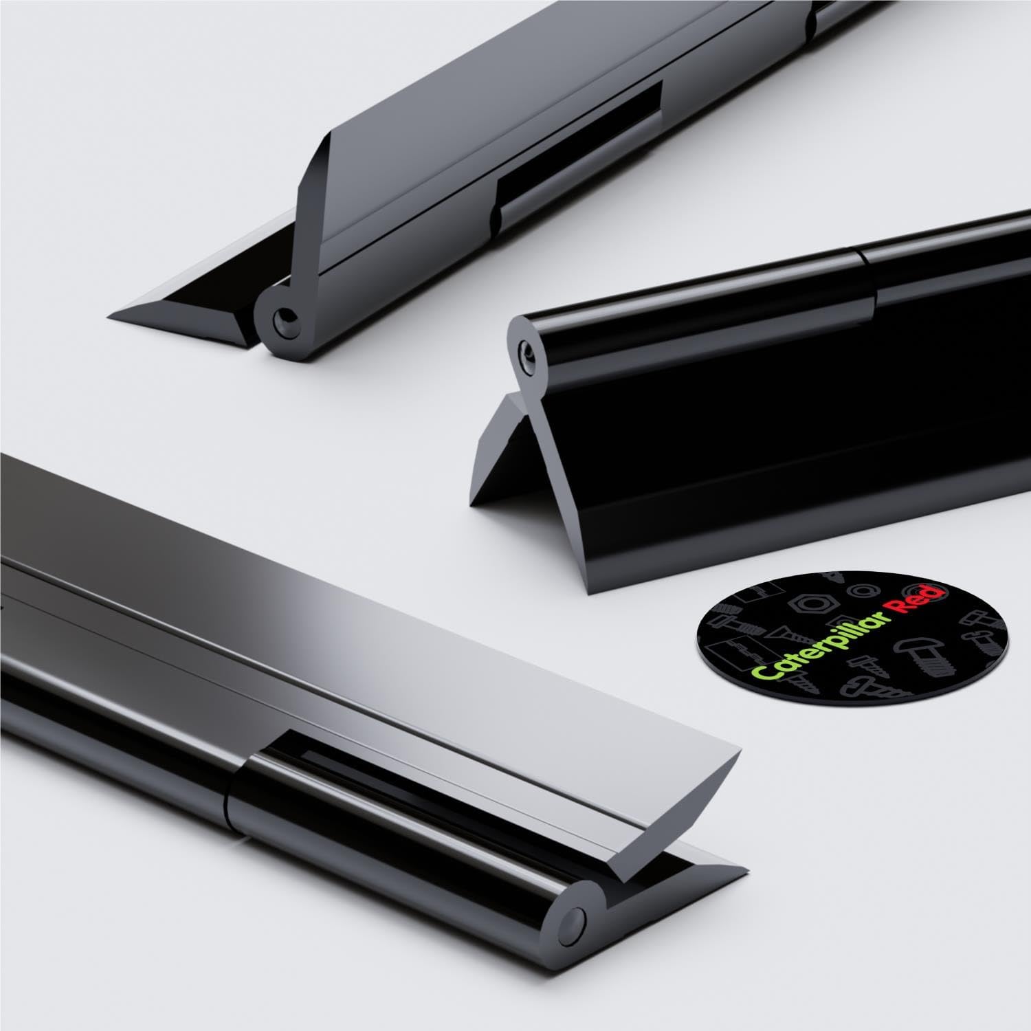 3x Black Acrylic Piano Hinges 200mm (7 7/8 in), Continuous Plastic Hinges