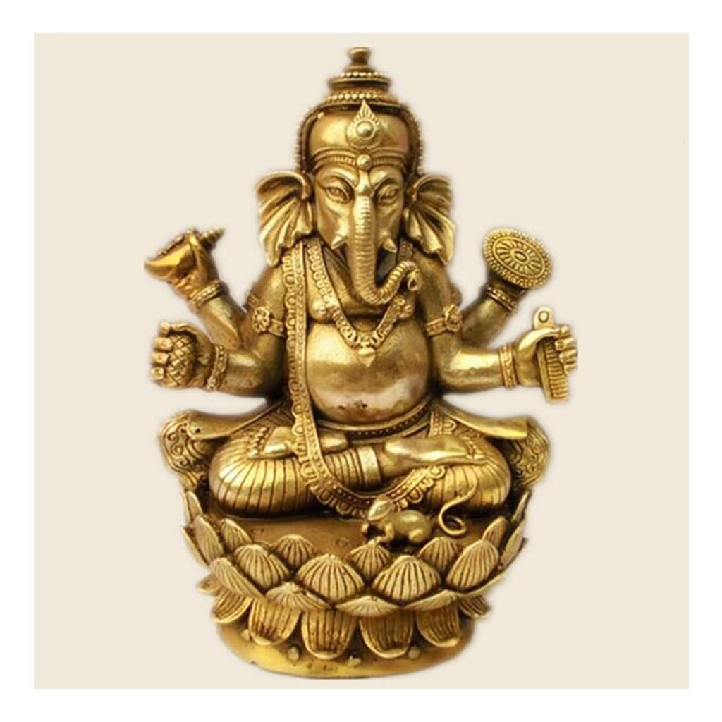 Statue de Bouddha de méditation en bronze et Ganesha hindou pour salon