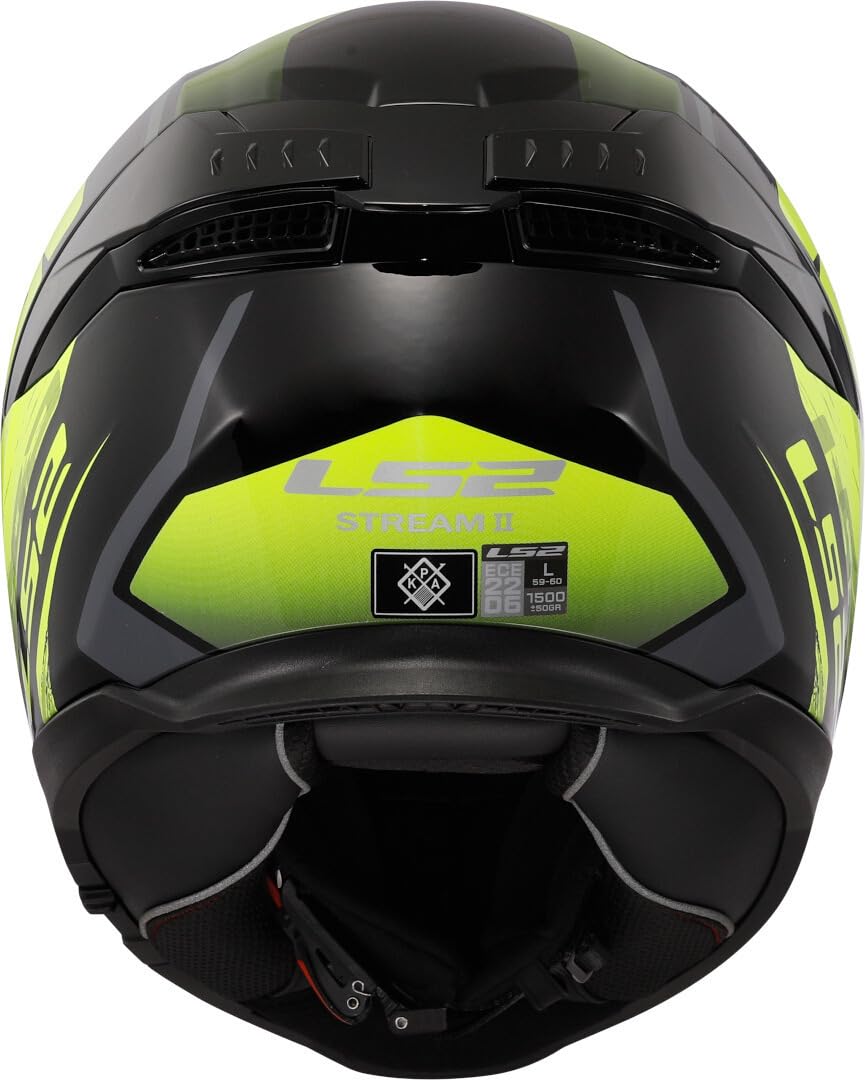 LS2, Casco Moto Integrale STREAM II FURY Gloss Black H-V Yellow, L