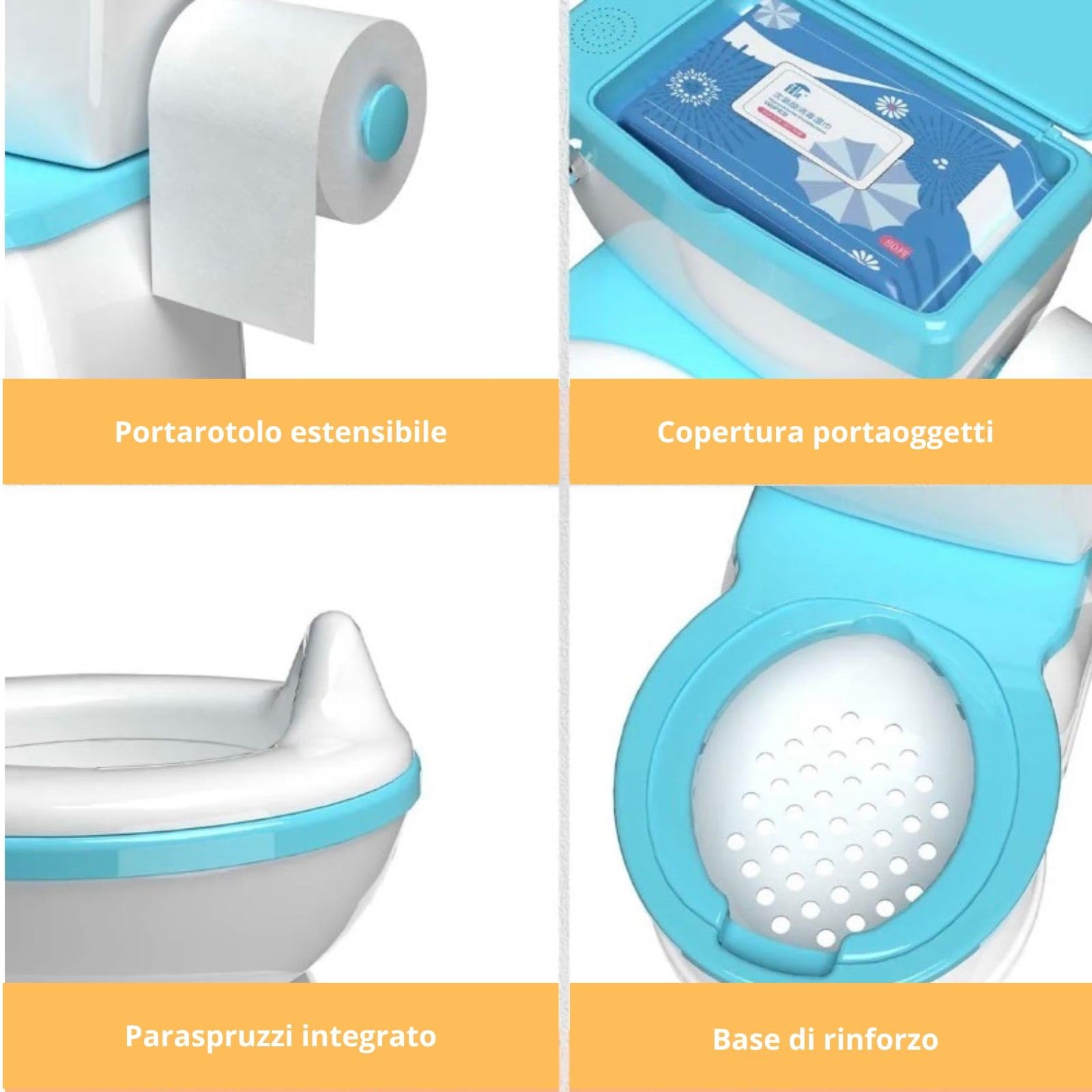 BABYBOND Orinatoio per neonati e bambini con suono di scarico. (Blu)