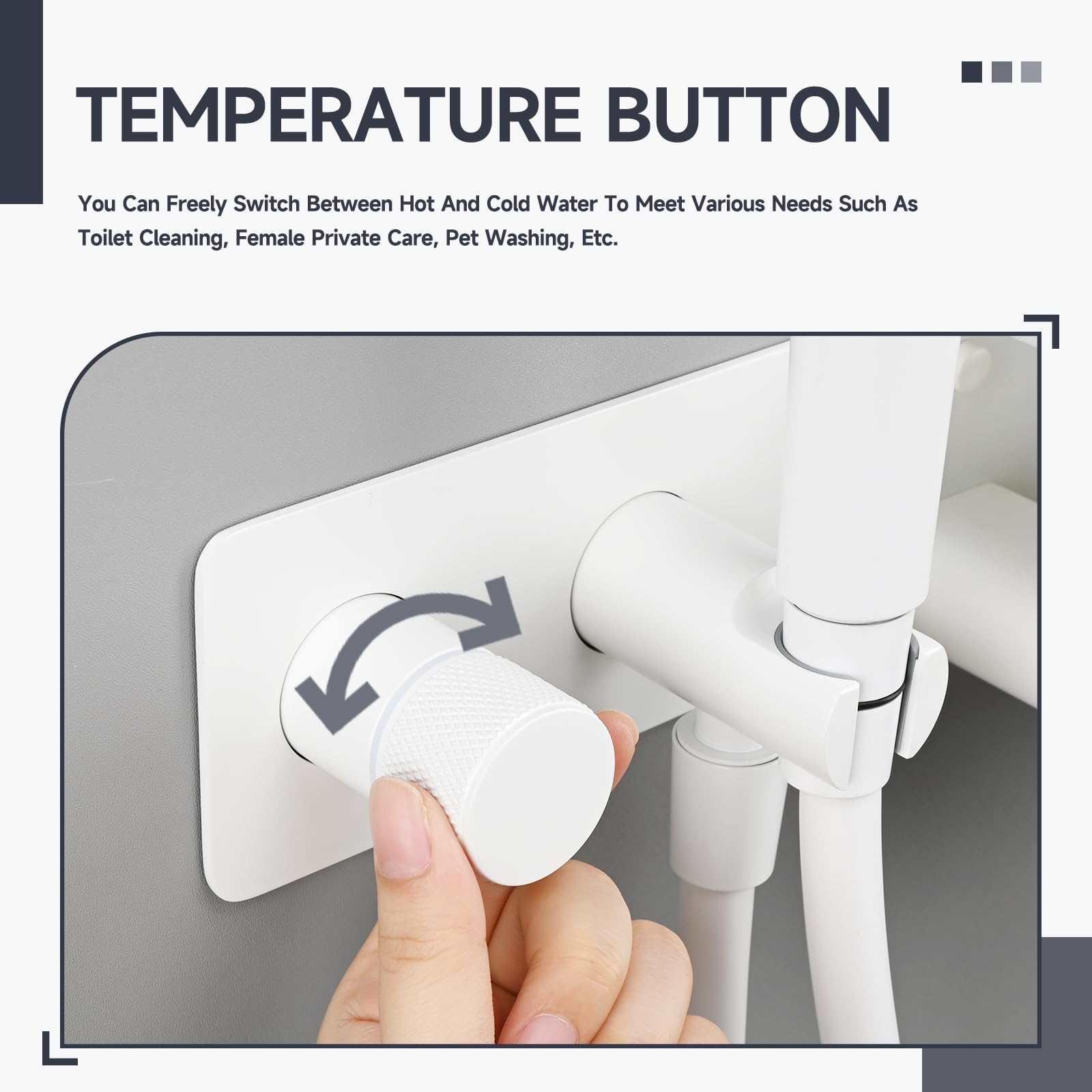 Ducha higienica para wc,Ducha bidé de modo dual,Diseño multifuncional tres en uno,Juego de ducha bidé de mano para baño blanco,Con soporte y manguera de 1,2m,Para limpieza del baño