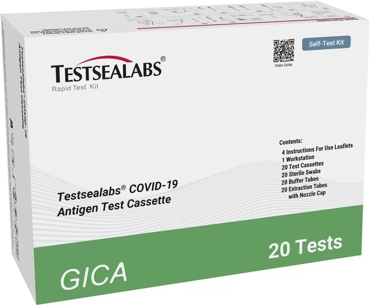 Testsealabs COVID19 Rapid Antigen Test Kit Nasal Swab 20 Test, 12.0
