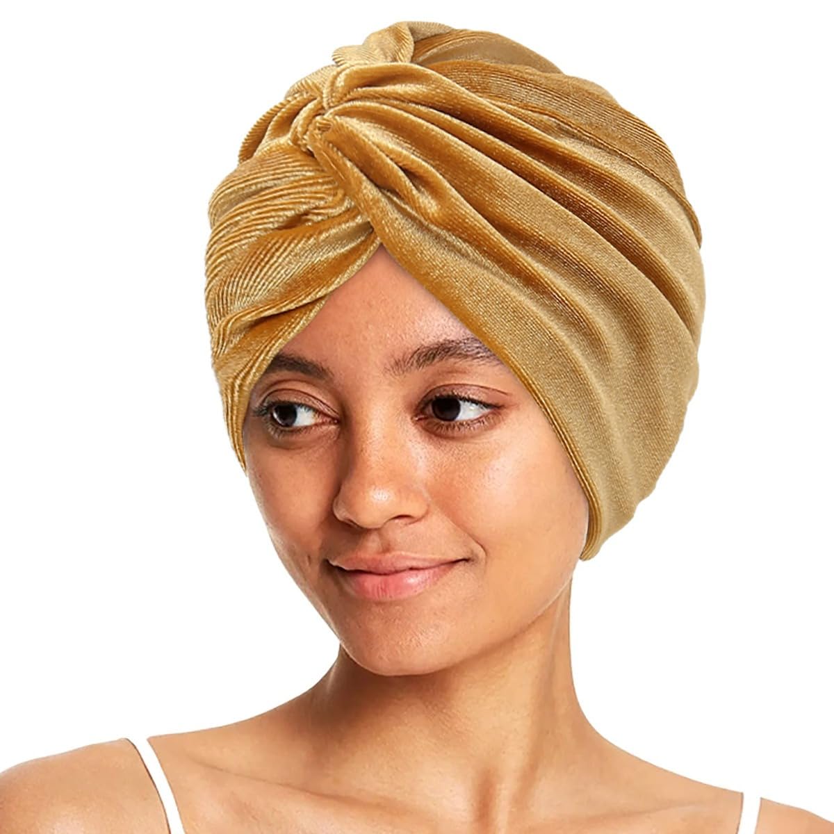 1 gorro de turbante elástico de terciopelo para mujer, gorro de turbante para mujer, gorro turbante de terciopelo, suave, cálido, turbante para la cabeza, tocado para el pelo, color azul marino