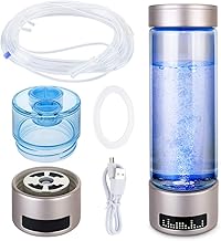 SAIKUN Hydrogen Rich Water Cup,SPE PEM Technology Ionizer,with LED Smart Display Portable USB Rechargeable Ionized Water Generator, with Inhaler Adapter,BPA-free/1000-1200ppb/ 400ml