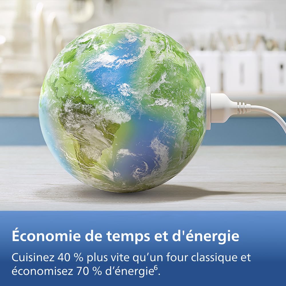 Philips Airfryer Série 3000 - Air Fryer 6.2L, 16-en-1, Fenêtre de cuisson, Technologie RapidAir, jusqu'à 90% de matières grasses en moins, Application HomeID, coloris Noir (NA330/00)