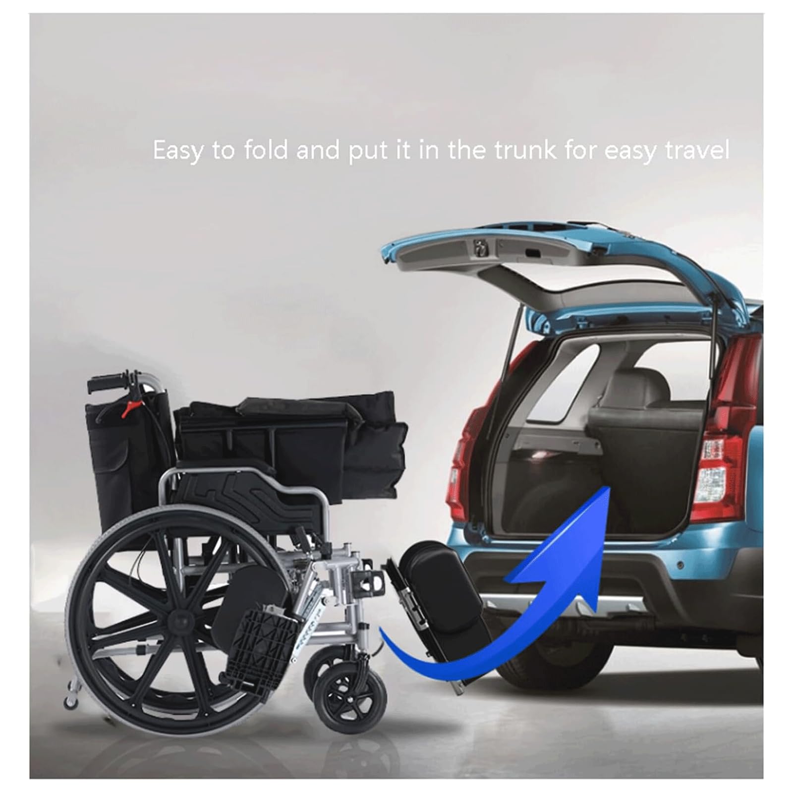 Silla de Ruedas de Transporte Silla de Ruedas Plegable Deo Al Carbono Silla de Ruedas Manual Ligera/Black