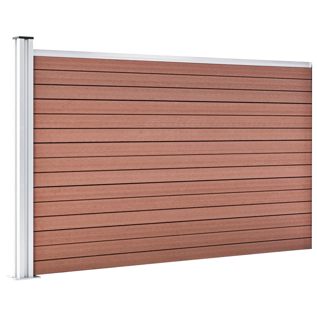 Gartenzaun WPC Zaunelement 175x105 cm Braun Sichtschutz mit Aluminiumpfosten und Stahlfuß wetterfest für Terrasse, Vorgarten und Grundstücksabgrenzung