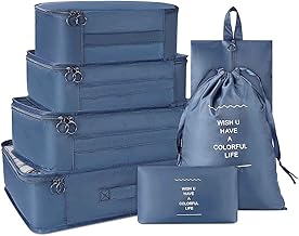 Nylon Packing Cubes For Travel,Travel Organizer,Travel Essentials,Packing Cubes,Packing Bags For Clothes,7 Pcs (Dark Blue)