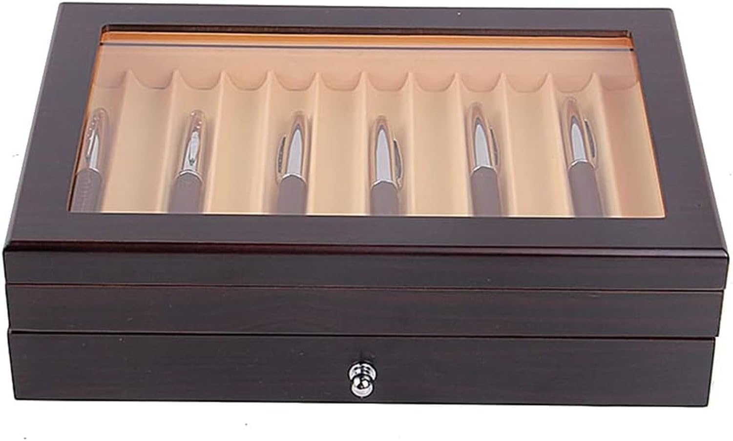 1 Pieza Organizador Expositor de bolígrafos de 2 Niveles con Ventana Transparente para coleccionista de Plumas