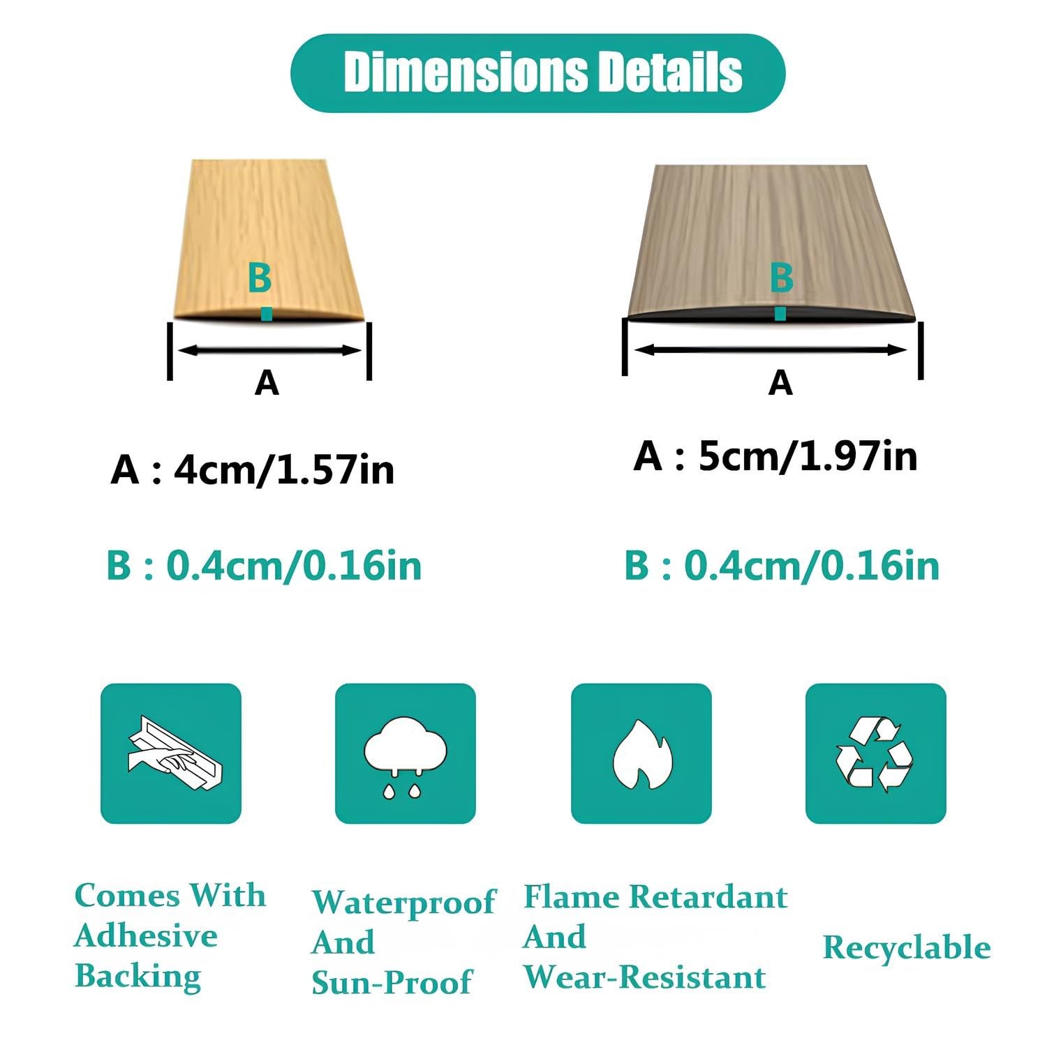 Tira De Umbral De PVC De 100/200/300cm, Perfil De Transición Autoadhesiva, Suave Barra De Transición Eliminar Las Juntas Tarima, Para Perfil De Unión Para Suelos, Parquet Y Tarima(Red oak,5 * 200cm)
