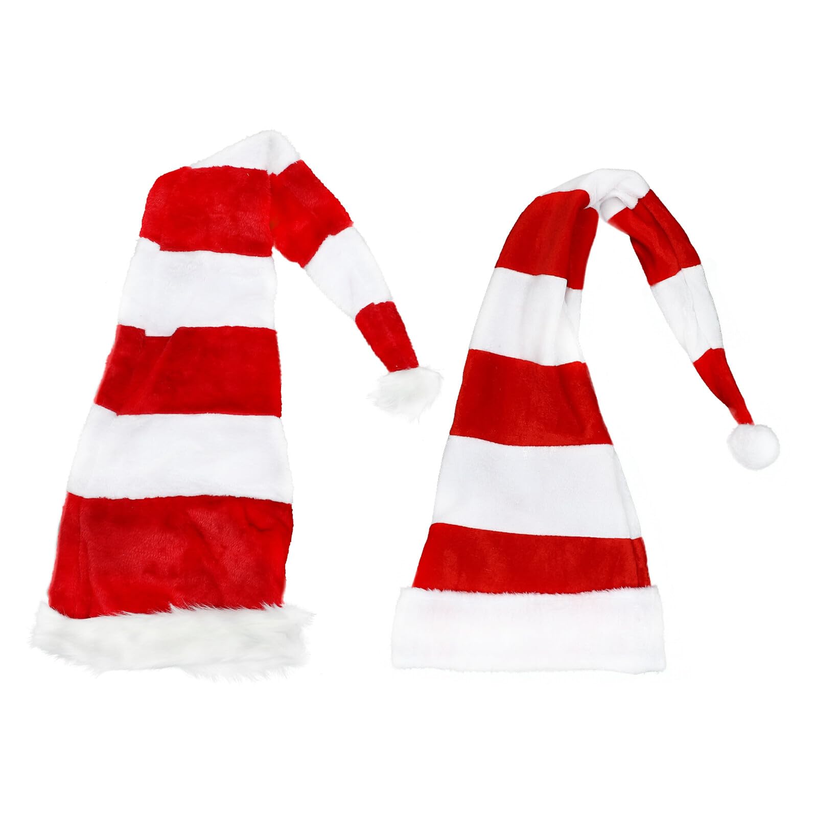 Sewroro Sombreros de Navidad para Fiestas 2 Piezas Gorros de Vestir Rojo y a Rayas Accesorios para Disfraces Navideños Decoración para Eventos y Actuaciones Festivas