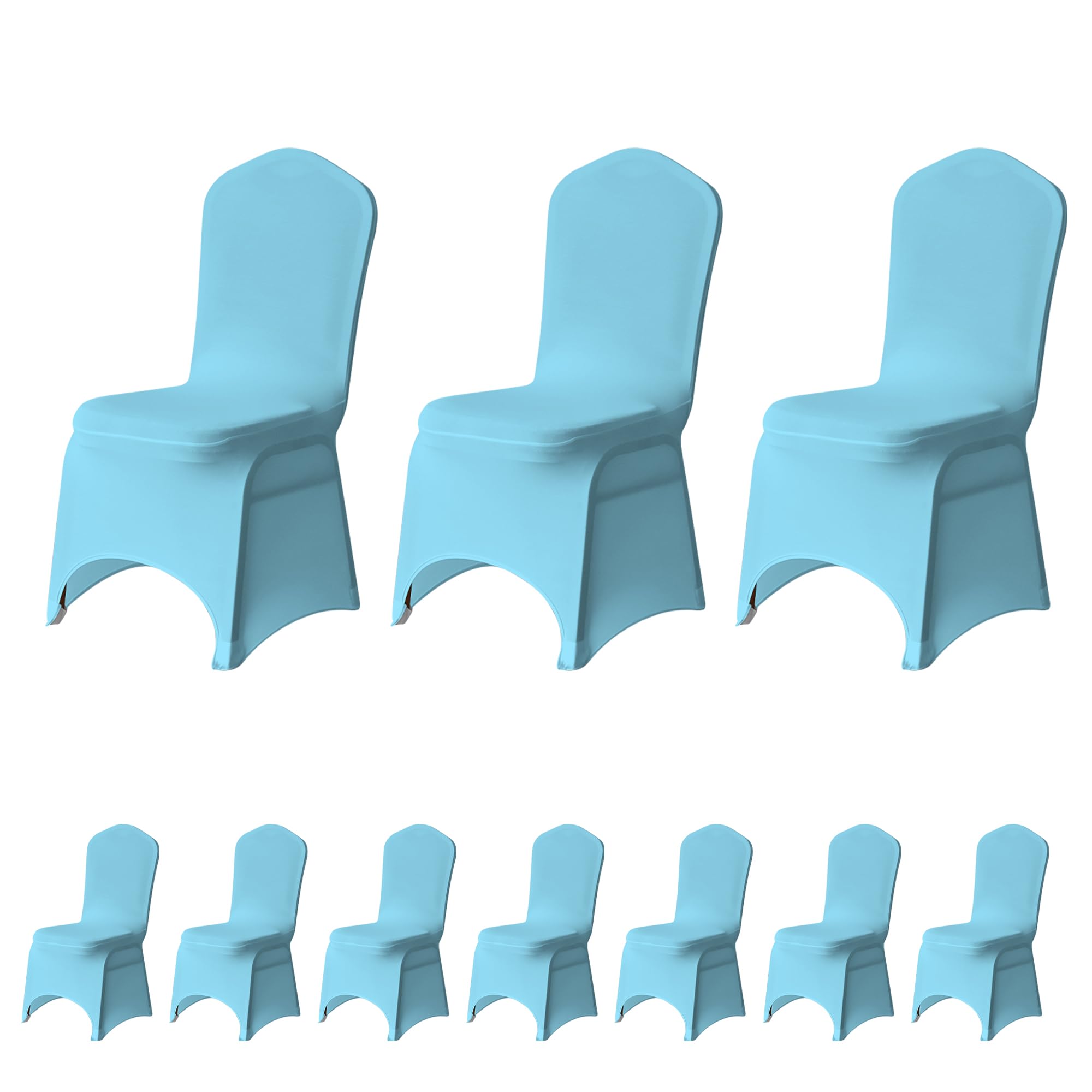 Trimming Shop Baby Blue Wedding Chair Covers Set of 10, Spandex Polyester Stretch Removable Washable Universal Slipcovers for Wedding Banquet, Dining Party & Events