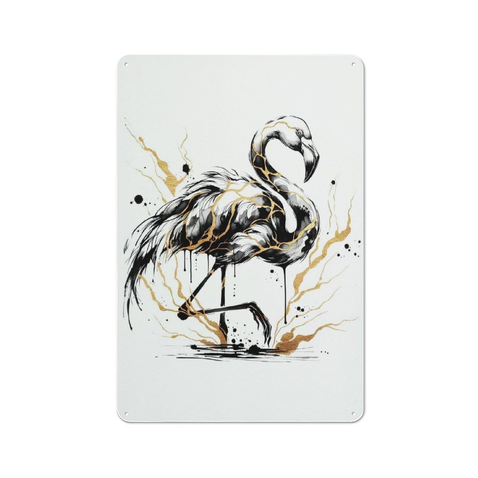 Junmoney Style-6 For Hobby Room Or Studio, Ink Flamingo Retro Metal Sign 30X20cm, A Decorative Gift For A Newly Furnished Hobby Room And Studio