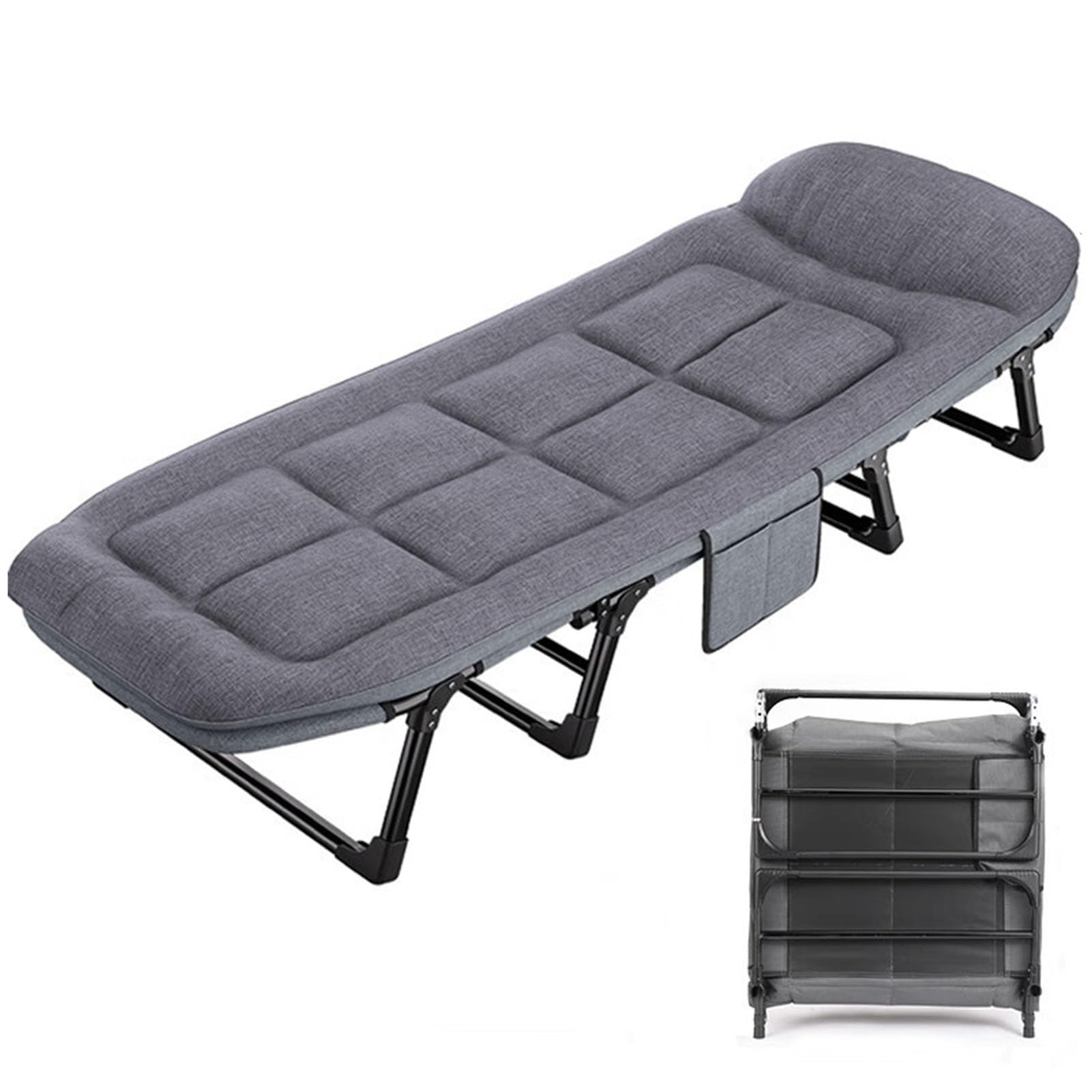 EFGETD Outdoor Folding Bed Portable Camping Cot Adult Single Lightweight Camp Beds for Sleeping Beach Backrest Nap Bed Chairs Travel(180cm)