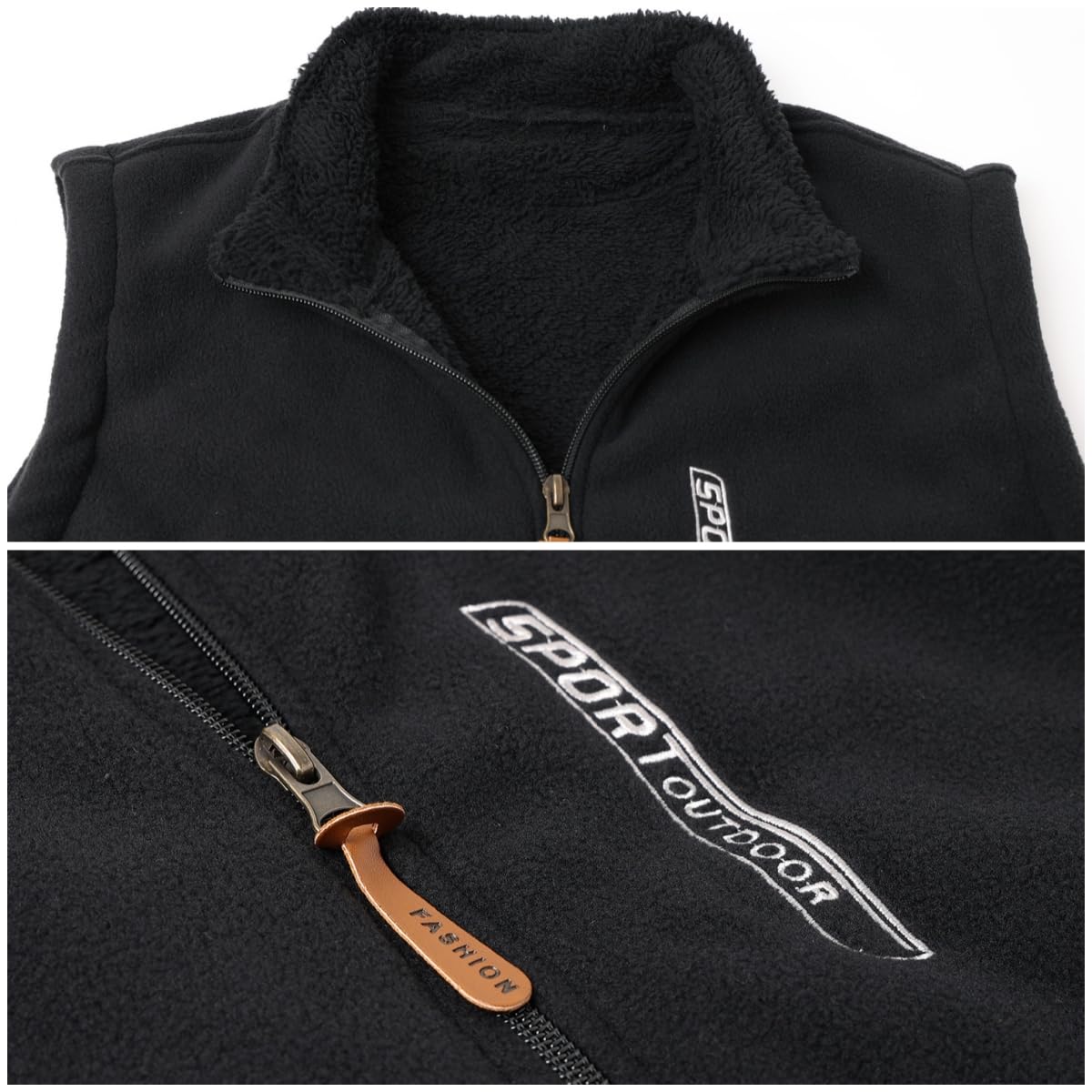 Herren Fleeceweste Stehkragen Outdoor Westen Casual Winterweste für Männer Warm Ärmellos Fleecejacke Leicht Warm Weste mit Reißverschlusstaschen mit Plüsch Gefüttert