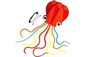 Nazano 3D Beach Red Octopus Kite with Colorful Tail for Ages 3+