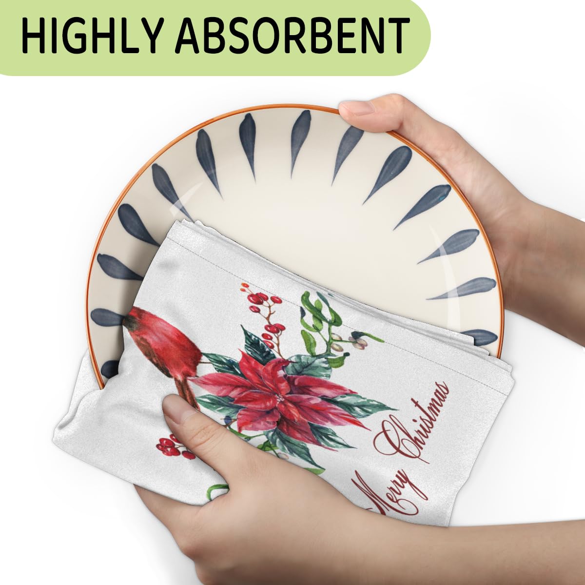 Wintervogel-Handtücher Set – 2 Stück, 35,6x71,1 Cm, Weich & Saugfähig, Weihnachtsdesign