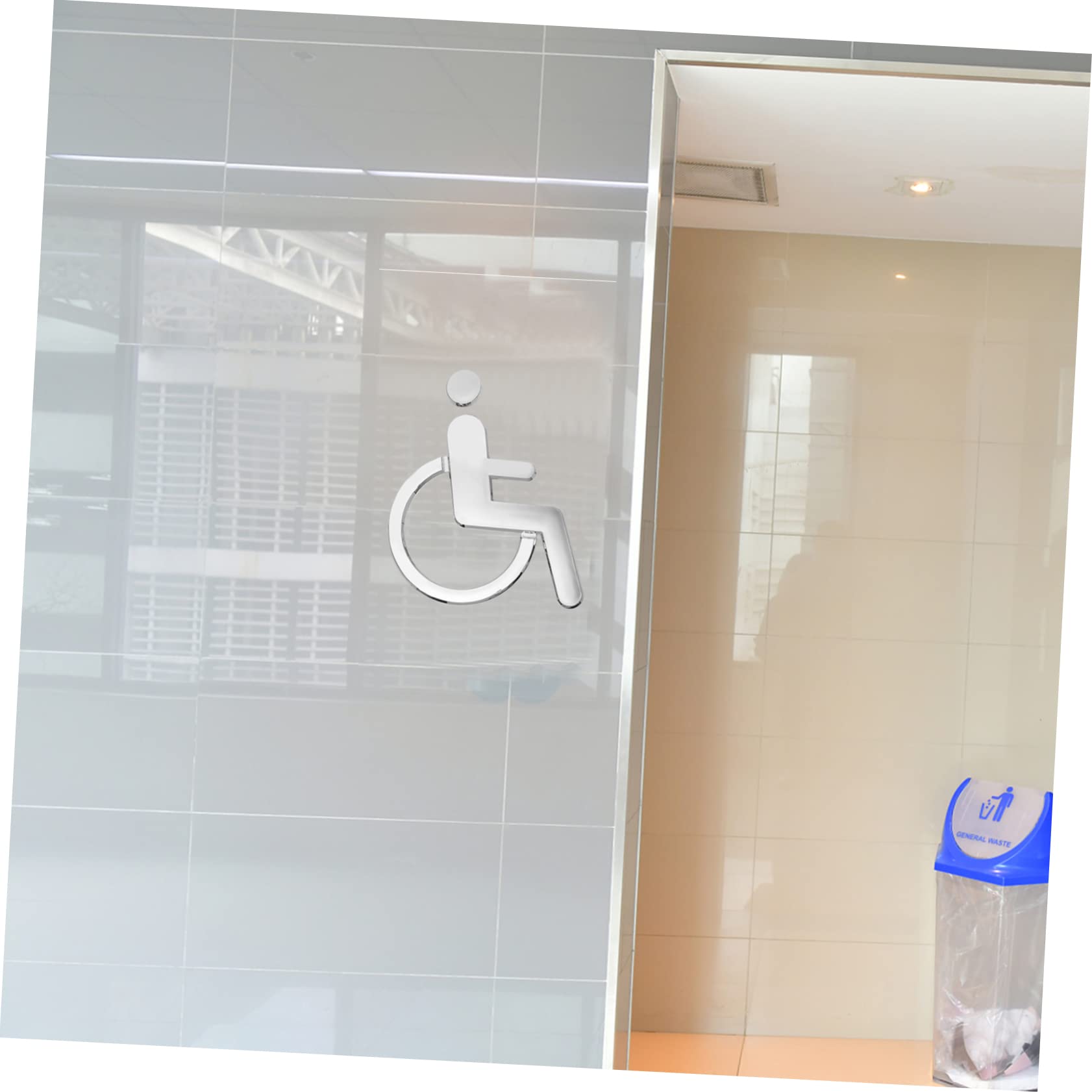 5 Piezas de Señal de Baño Accesible para Discapacitados en Plástico Abs Fácil Instalación Elegante Y Práctico.