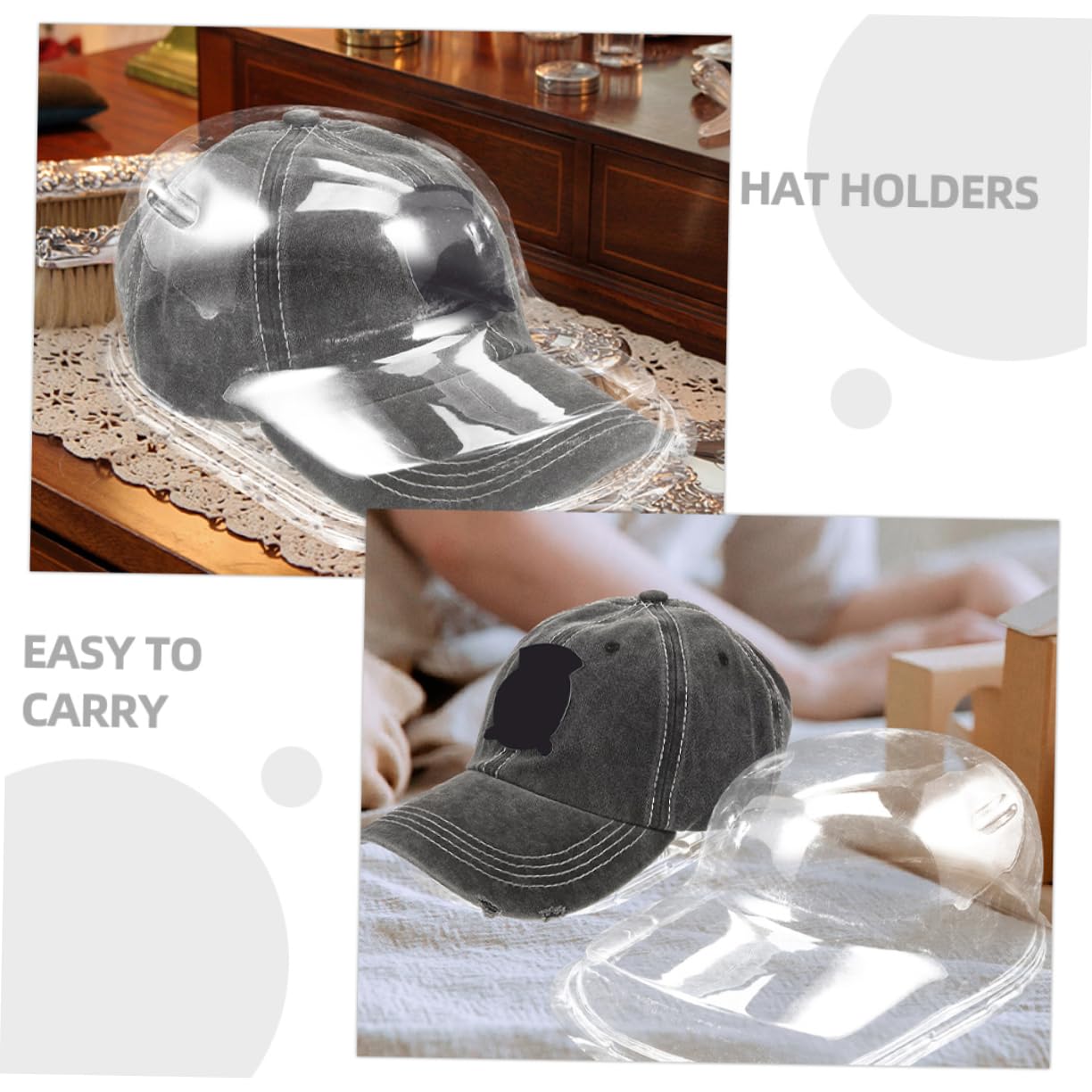 Soporte para Sombreros de Plástico Transparente 6 Piezas Pp para Gorras | Organizador de Gorras de Béisbol, Diseño Multifuncional, Caja Colgante Incluida, Uso en Hogares y Vitrinas