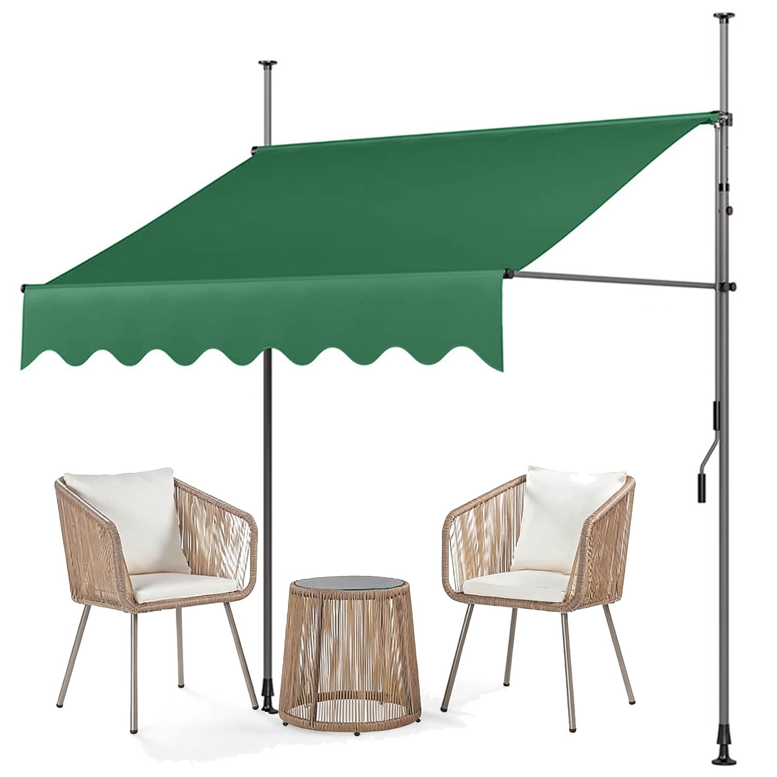 Toldo retráctil manual resistente al agua con parasol de poliéster para patio