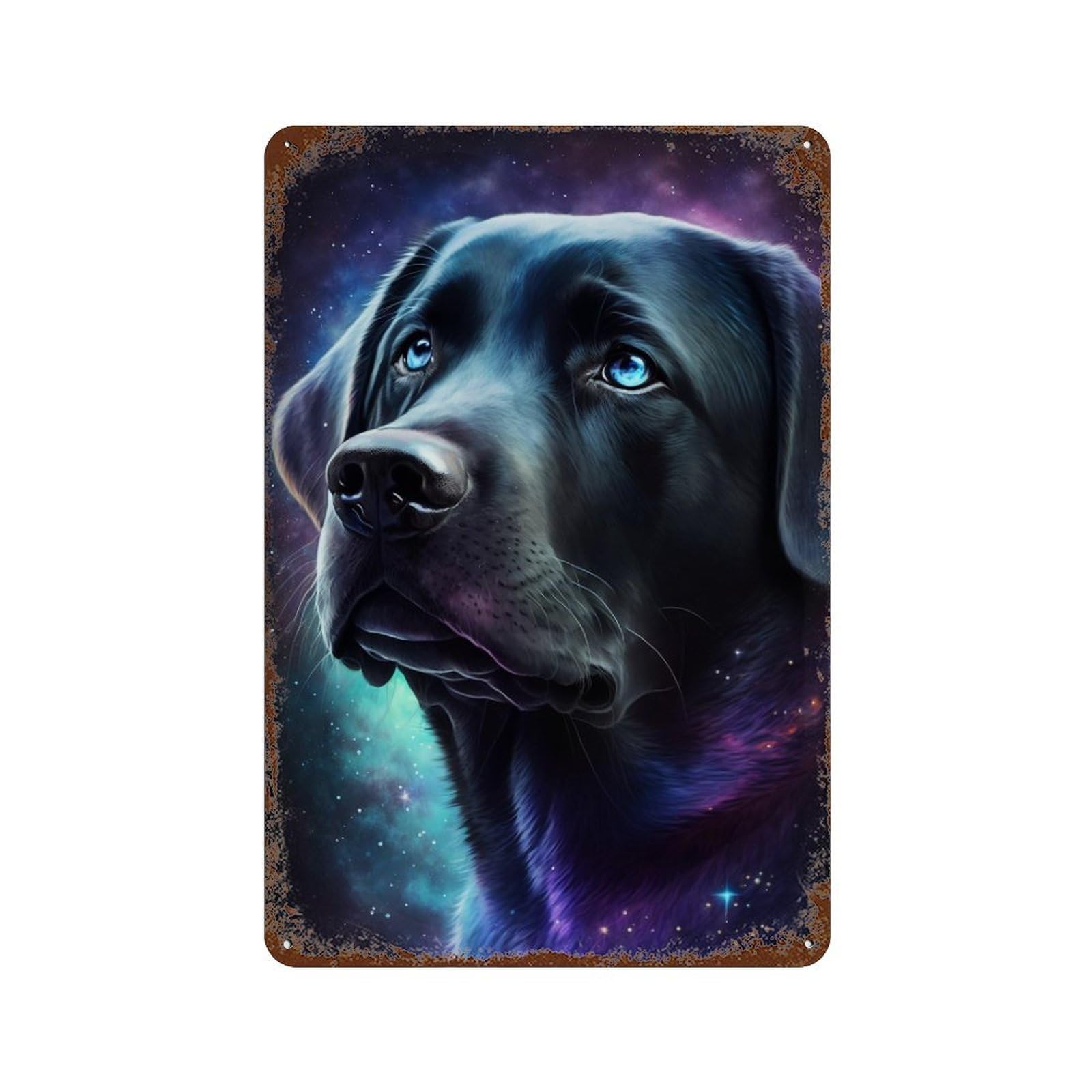 Galactic Labrador Portrait -4 Rusty Metal Tin Sign 11.8"x7.9", for Shed, Workshop And Garage Wall Decor, Novelty Wall Decor