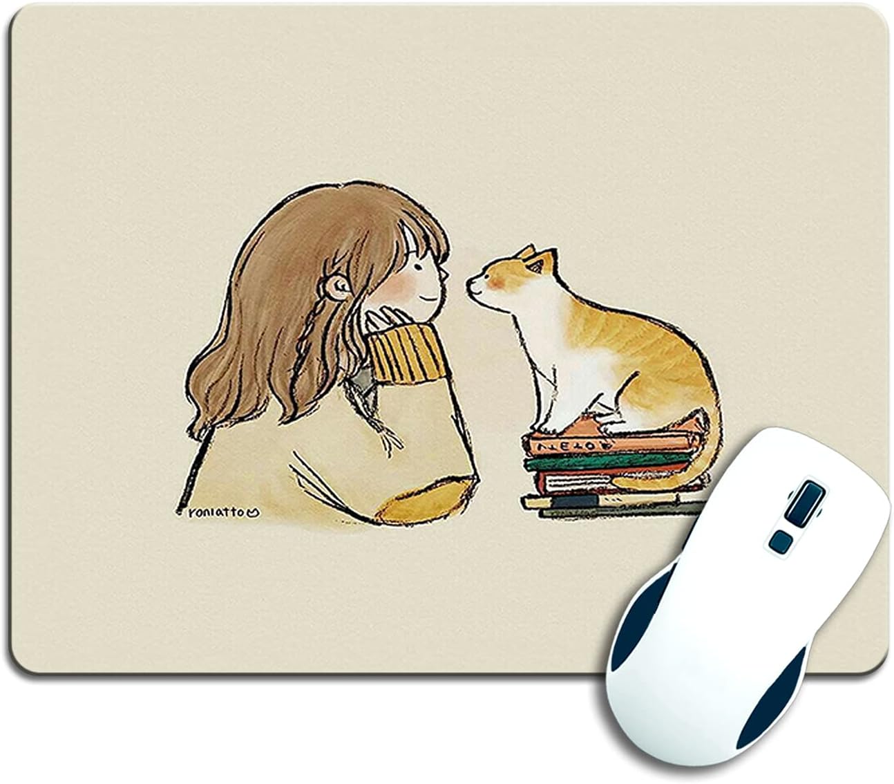 COLORflow PET Lover Cute CAT Lovely Girl Art Colorful Art Designer Mousepad Loptop Desktop Computer PC Anti - Slip Rubber Base Color (200MM X 240MM X3MM) Printed Mousepad
