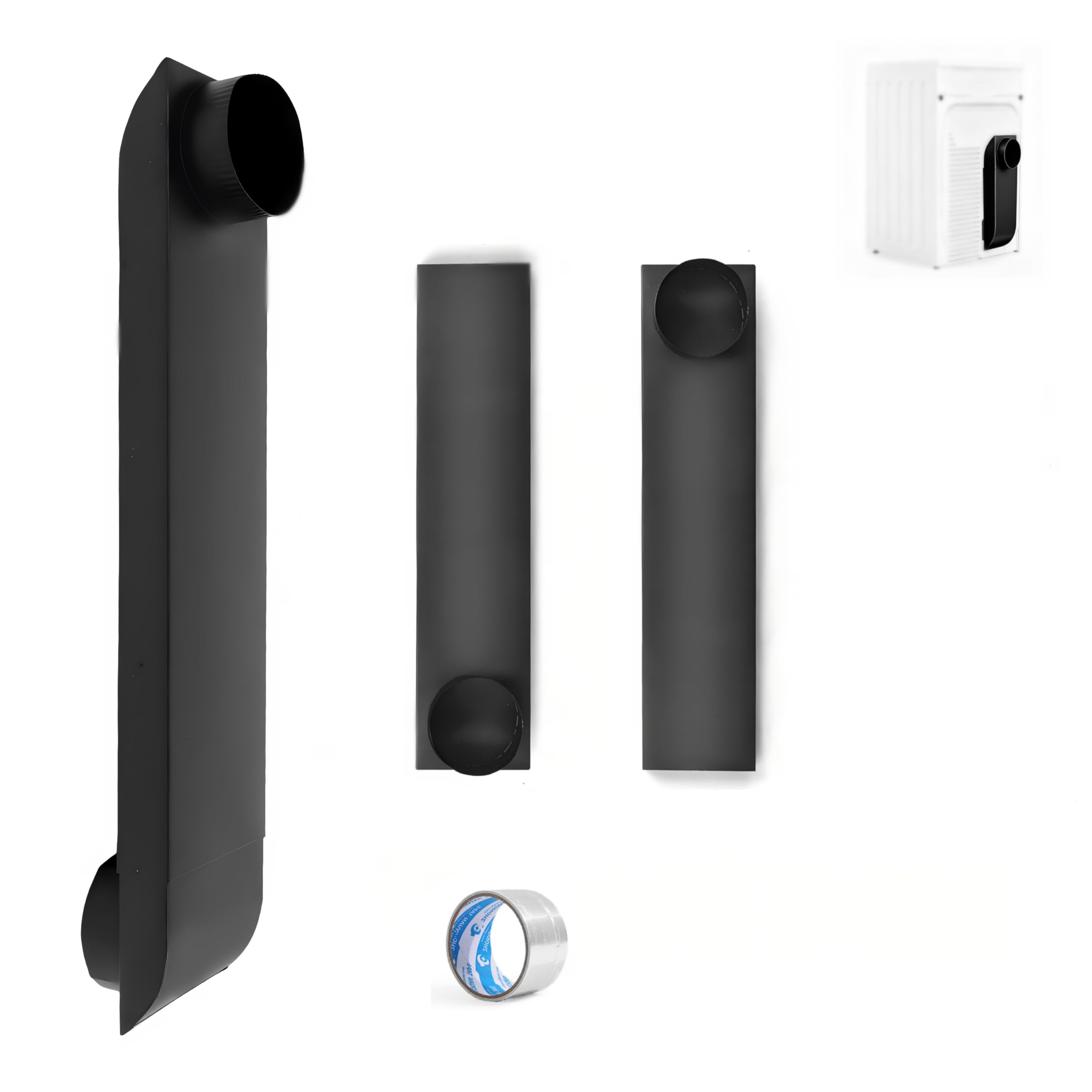 OCZWV Periscope Dryer Vent Connector Kit, Upgraded 304 Stainless Steel Adjustable 21-38",Telescoping Dryer Vent Duct Fit for Whirlpool and All 4in Dryer Outlet - Flat Dryer Vent Duct (Black)
