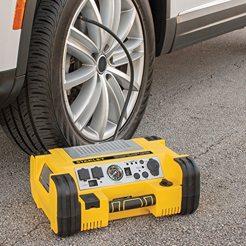 STANLEY PPRH5 Professional Power Station Jump Starter: 1000 Peak/500 Instant Amps, 500W Inverter, 120 PSI Air Compressor, Battery Clamps