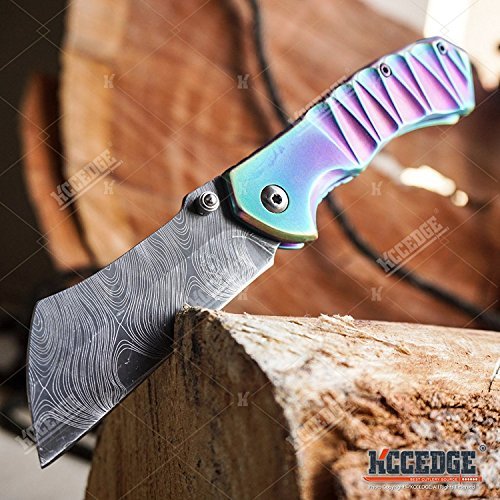 Wartech Buckshot Thumb Open Stainless Steel Handle with Inlay Classic Razor Pocket Knife (Black) … (Small Rainbow)