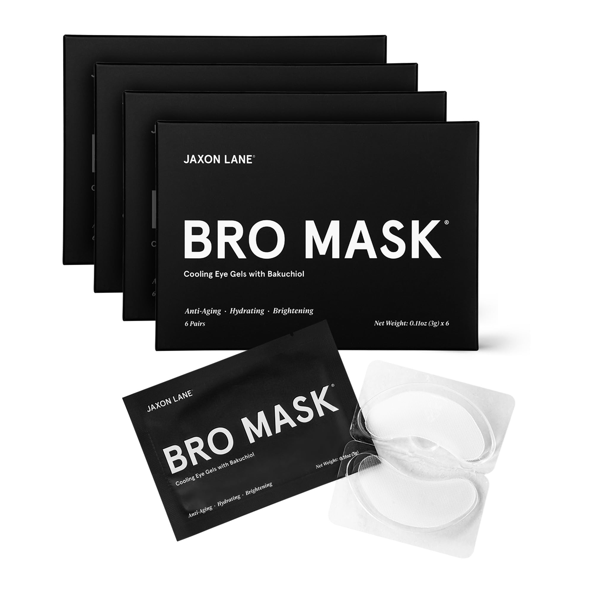 BRO MASK Under Eye Patches for Men with Hydrogel 4 x 6 pairs - Anti-Aging Korean Eye Masks