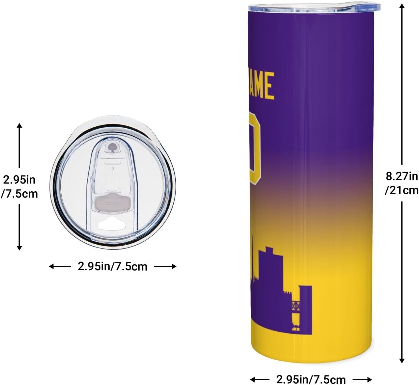 Custom College Tumbler Insulation Stainless Steel Mug Personalized University Sport Travel Cup with Lid 20 oz Fans Gifts for Men Women