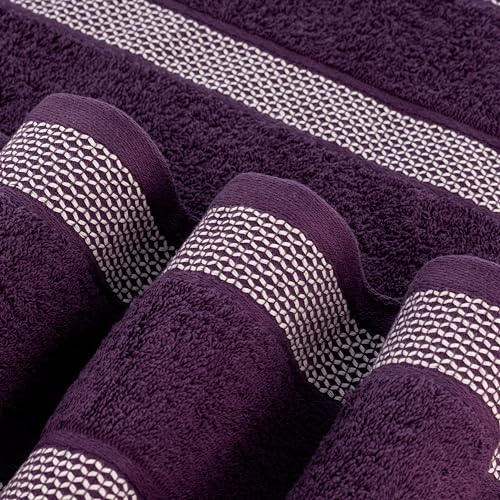 Image of Casa Copenhagen - Egyptian Cotton Solitiare 6 Pcs Face Towel (30 X 30 cm) Colour : Dark Purple