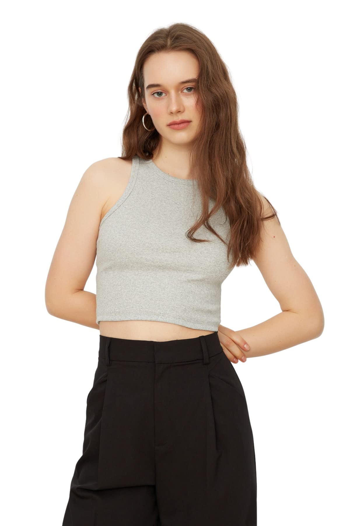 Trendyol FeMan Basics Slim fit Basic Halterneck Knit Singlet