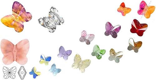 Miniatura 8 de 50 cuentas de cristal perforadas en el centro de mariposa checa de 0.394 in (0.39 pulgadas) piedra natal transparente de abril #5754 para