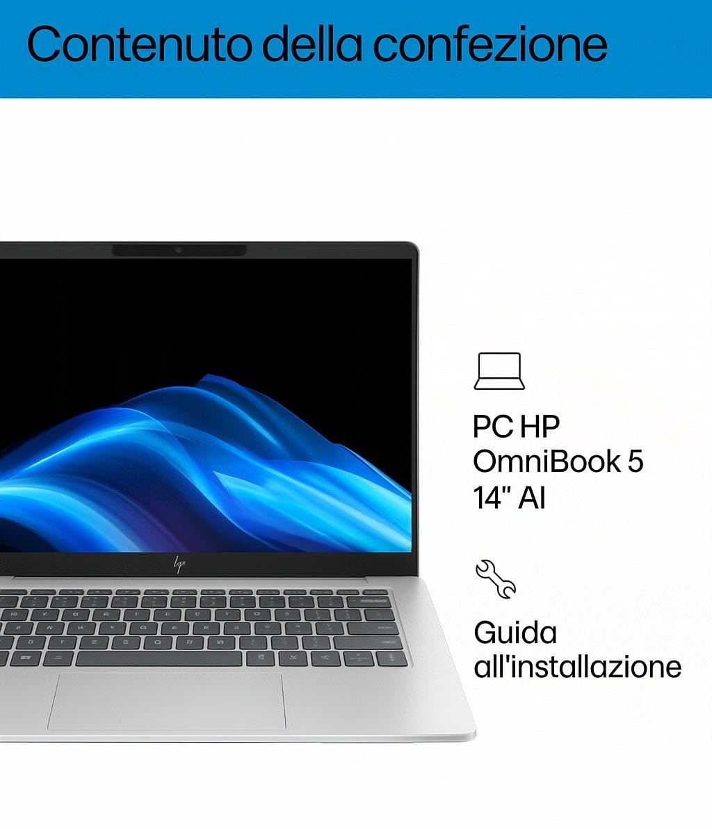 HP Laptop 15-fd0021sl, PC Portatile 15", Display FHD, Notebook, (Intel Core 3 100U, RAM 8GB, SSD 256GB, Windows 11), Computer Portatile, Uso quotidiano, Tastiera Italiana, QWERTY, Argento