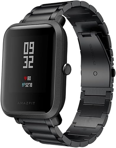 Compatible con Amazfit Bip S Band, correas de repuesto de metal de acero inoxidable para reloj inteligente Amazfit Bip SAmazfit Bip LiteAmazfit Bip