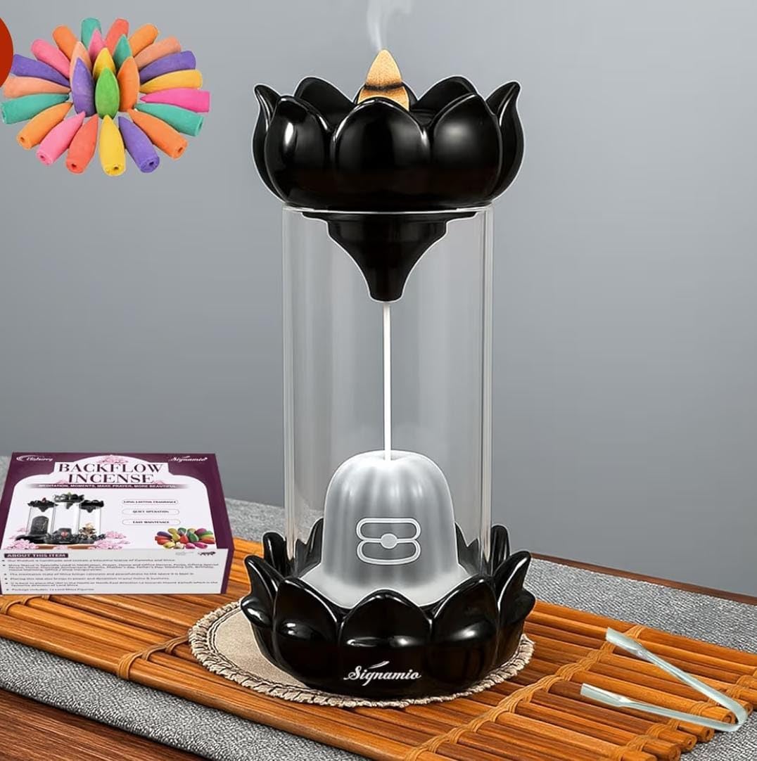 Ceramic Shivling Shiva Backflow Dhoop Smoke Fountain Incense Holder with 30 Backflow Cones | Smoke Shivling Abhishek for Meditation, Pooja Room, Home Decor-image-19