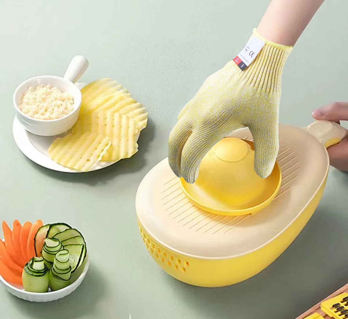 Cutting Gloves, 5 Pairs of Cut Resistant Gloves Food Grade, Cut Resistant Gloves for Kitchen, Oyster Shucking, Fish Fillet Processing, Carving Wood and Gardening(Medium-Macaron)