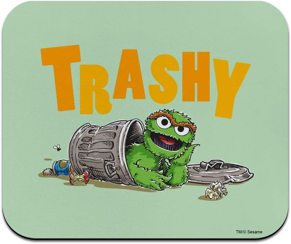 Sesame Street Trashy Oscar The Grouch Low Profile Thin Mouse Pad Mousepad