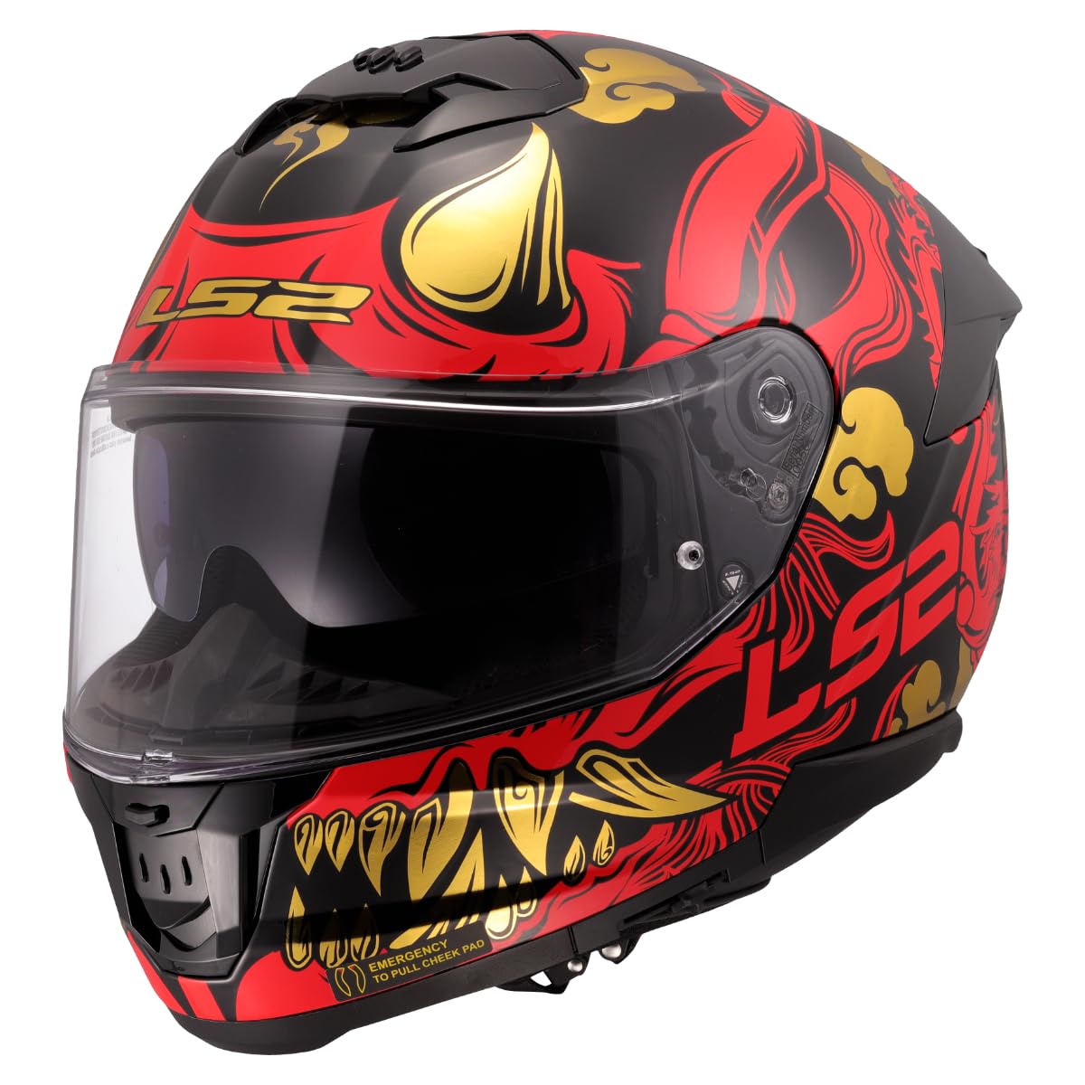 LS2, Casco Moto Integrale STREAM II DRAKO Gloss Black Red, XS
