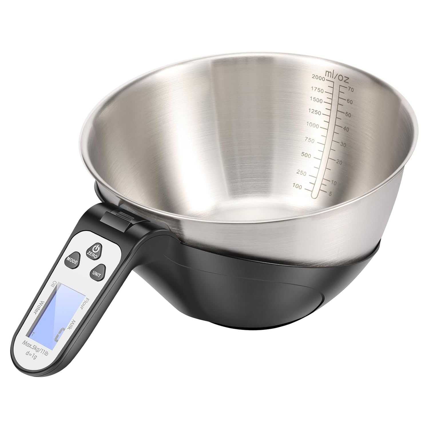 Digital Kitchen Food Scale with Bowl, Stainless Steel Food Scale with Cup Easy to Carry Large Capacity Digital Kitchens for Home Cooking